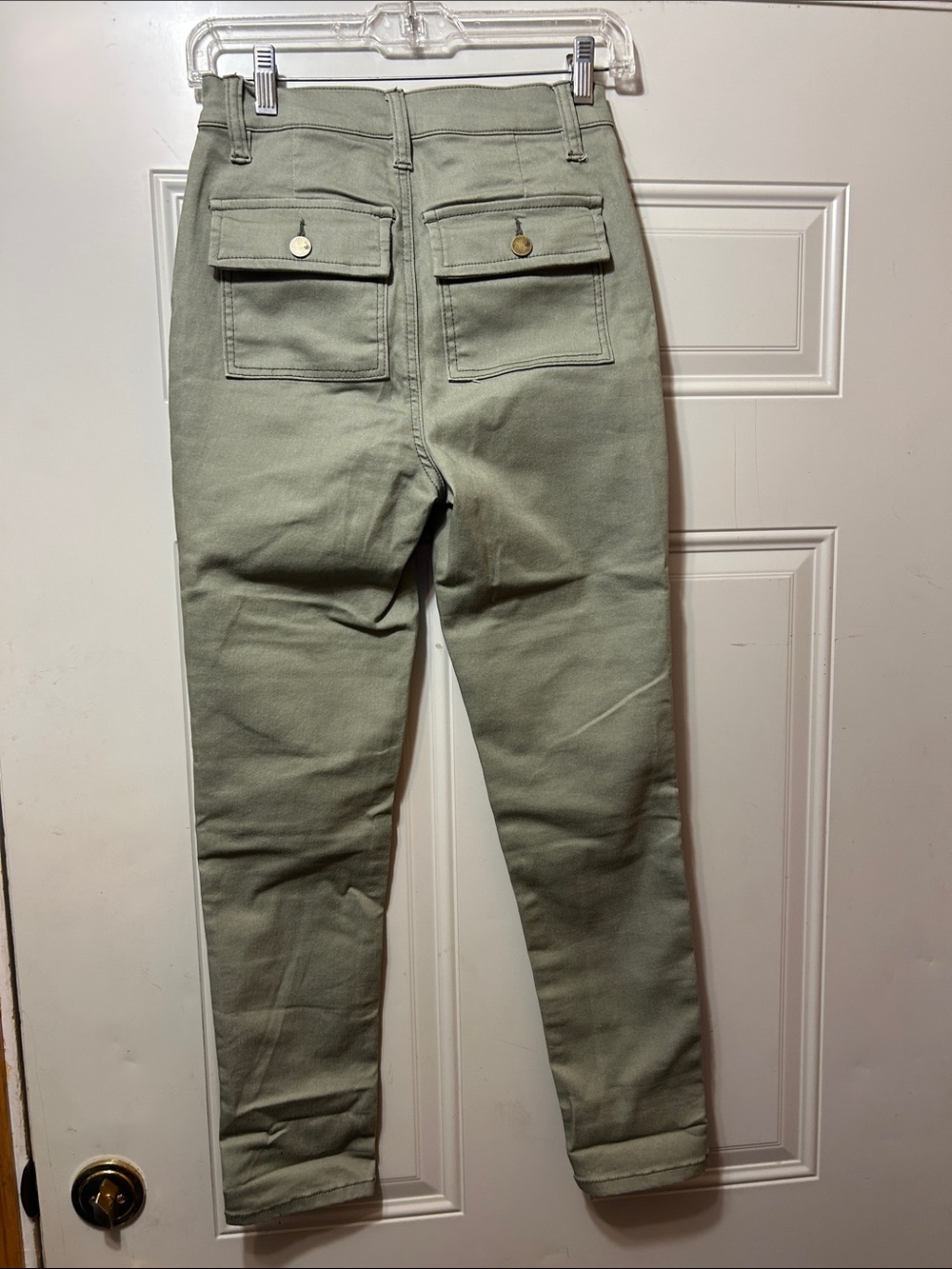 DG2 High-Rise Olive Green Tapered Jeans with Back Flap Pockets 0